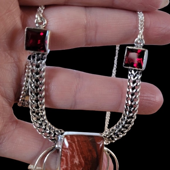 Sold to D Brummett NWT Red Coral & Garnet Sterling Necklace - Picture 8 of 9